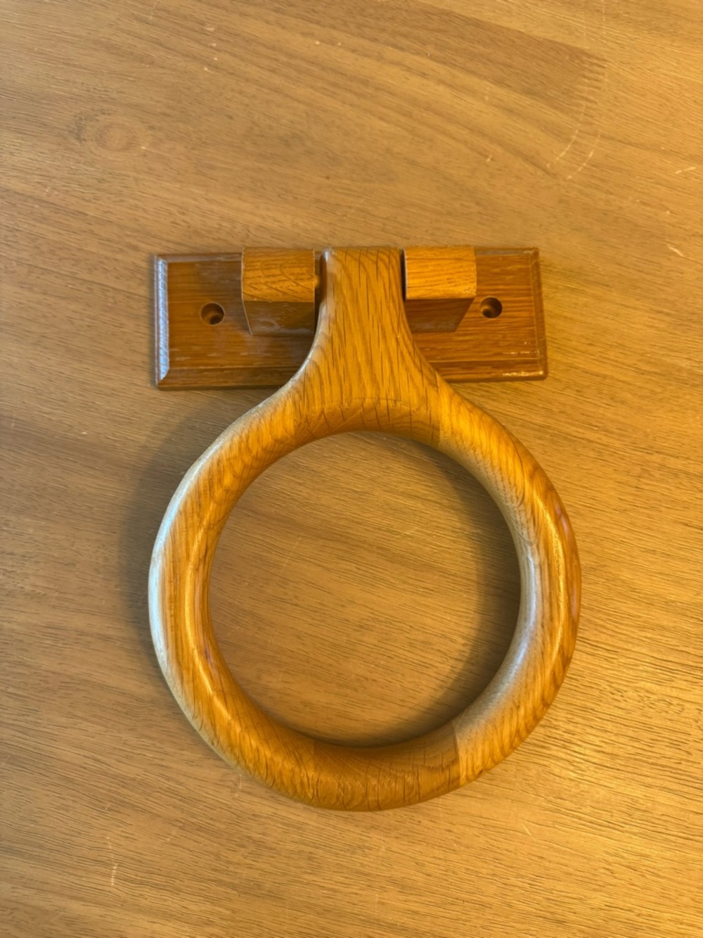 Vintage Solid l Wood Bathroom Towel Holder Ring Brown Wall Mount